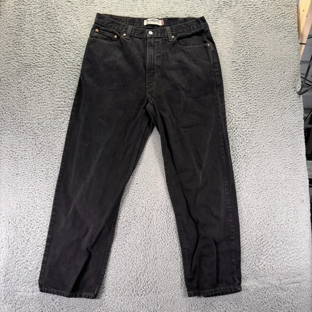 Vintage Levi's 550 Jeans Mens 38x32 Black Cotton Denim Straight Leg Relaxed Fit